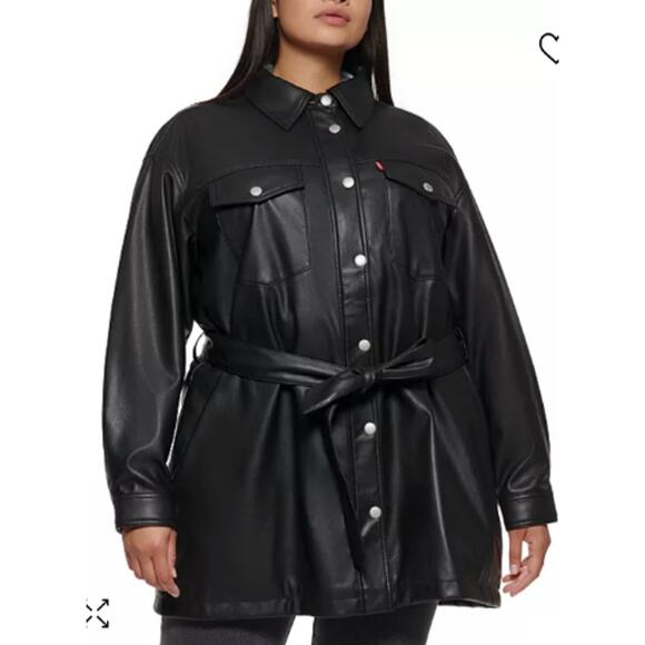 NWT LEVI'S JACKET 2X FAIRY GRUNGE GOTH EDGY BLACK VEGAN LEATHER MOTO BIKER - Picture 1 of 16